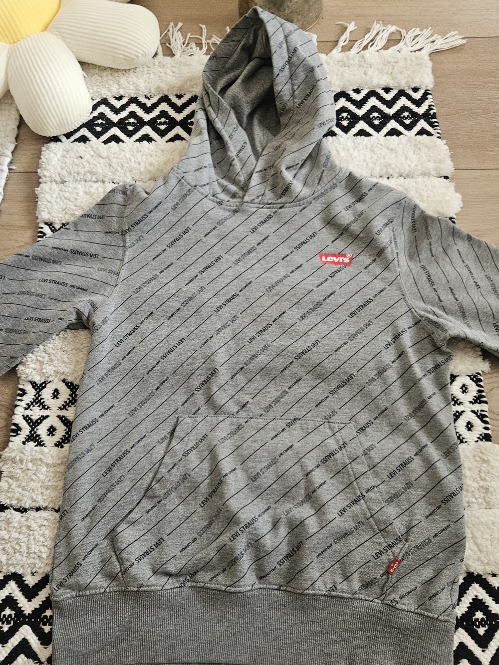 Levi's Men's Heather Gray Allover Logo Zip-Up Hoodie